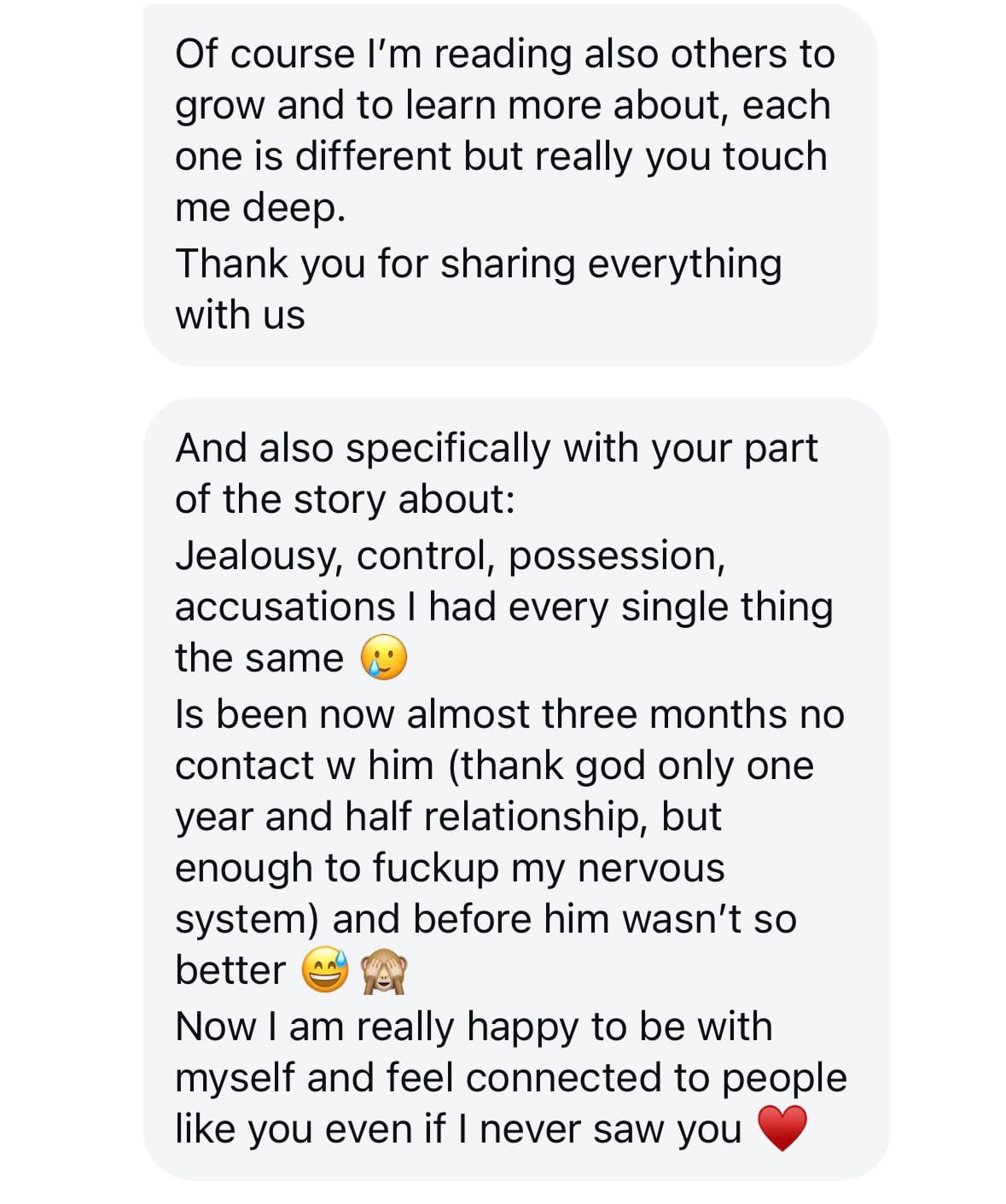 Reader feedback screenshot