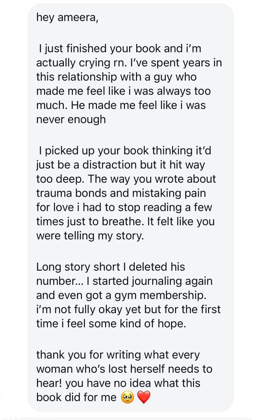 Reader feedback screenshot